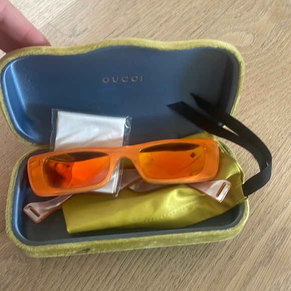 Gucci Eyewear Rectangular Sunglasses Orange Fluo - Picture 4 of 4